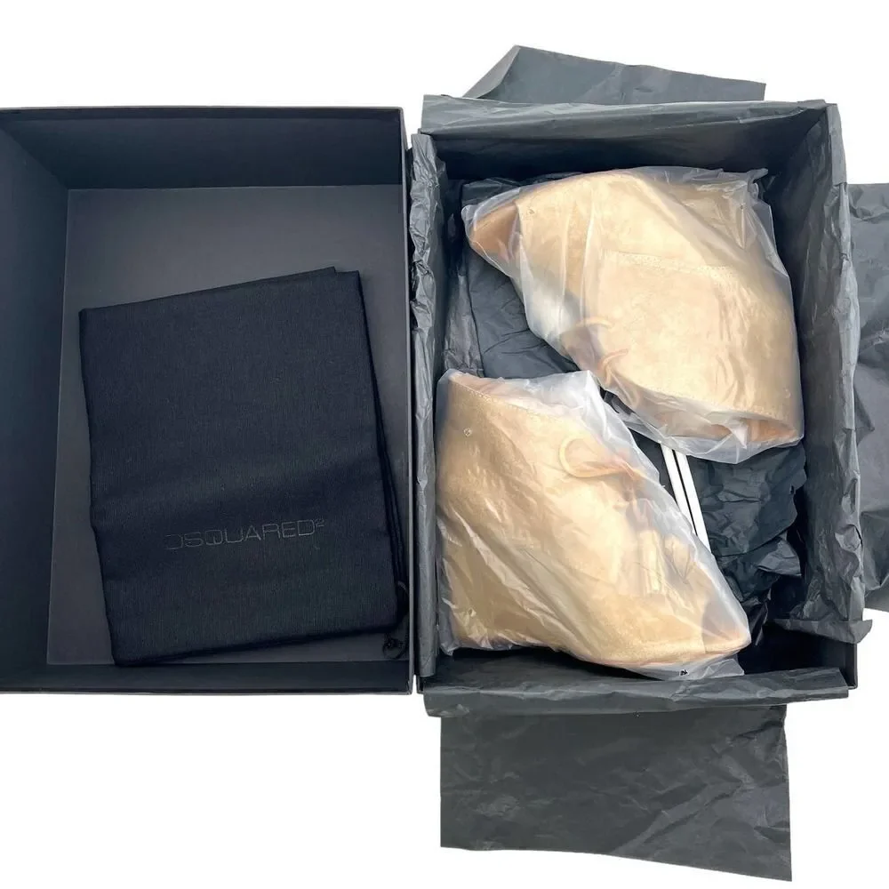 New Dsquared2 Women US 9 Boots Suede Leather Peep Toe Wedge Heel Lace-Up Shoes - Picture 16 of 16